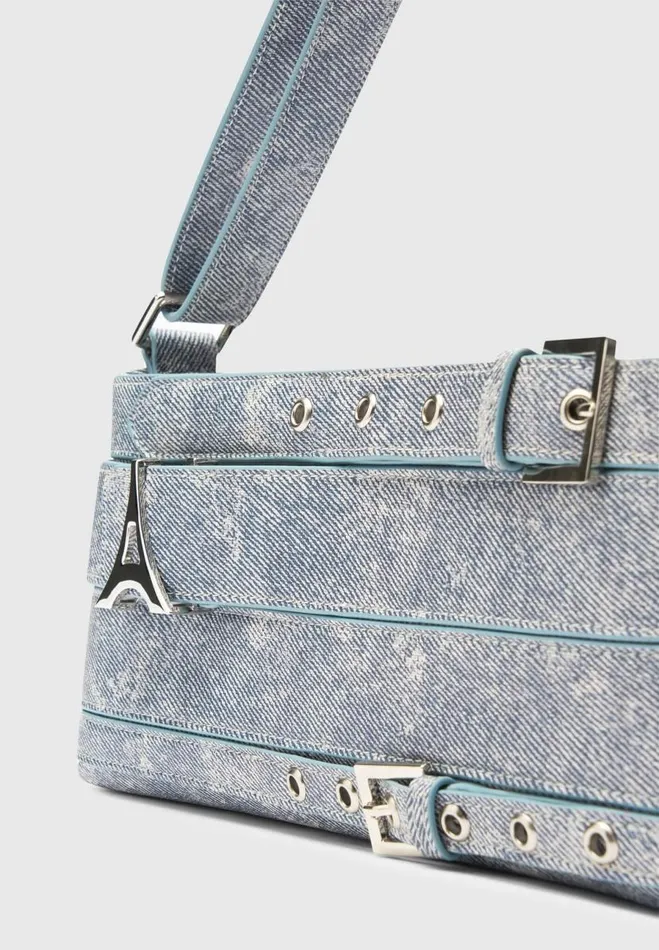 Manire De Voir Bags Manire De Voir Woman Denim Effect Eiffel Belt Bag 8211 Blue