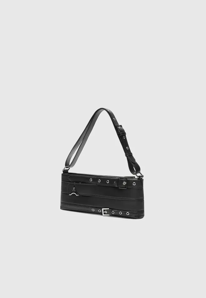 Manire De Voir Bags Manire De Voir Woman Vegan Leather Eiffel Belt Bag 8211 Black