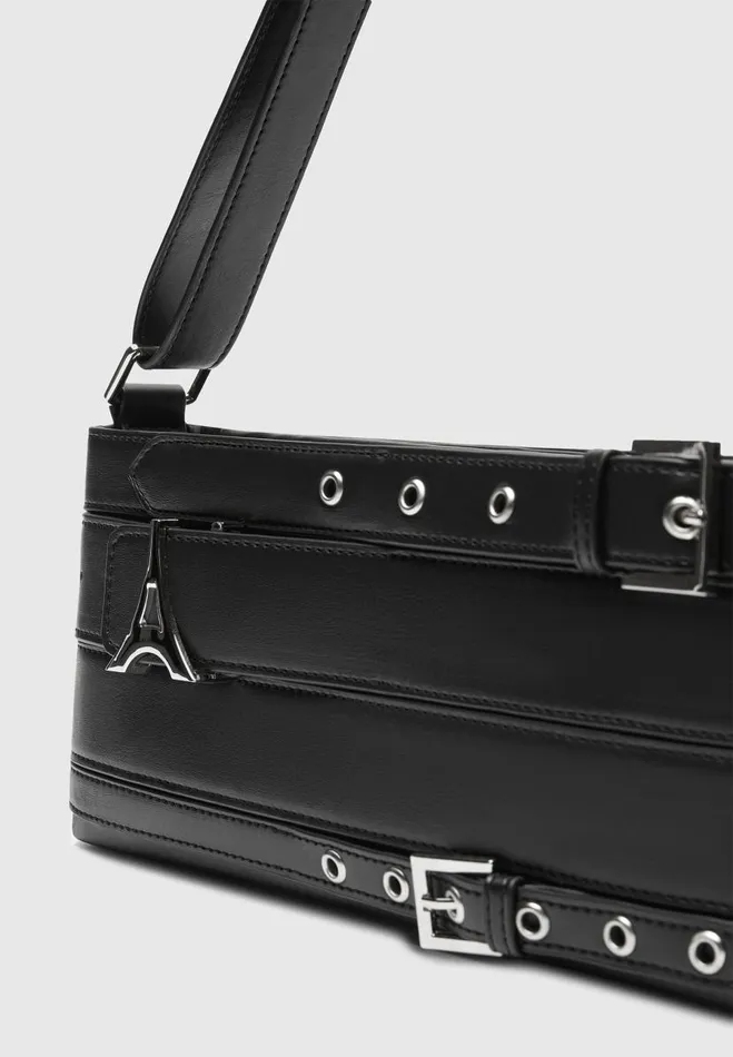 Manire De Voir Bags Manire De Voir Woman Vegan Leather Eiffel Belt Bag 8211 Black