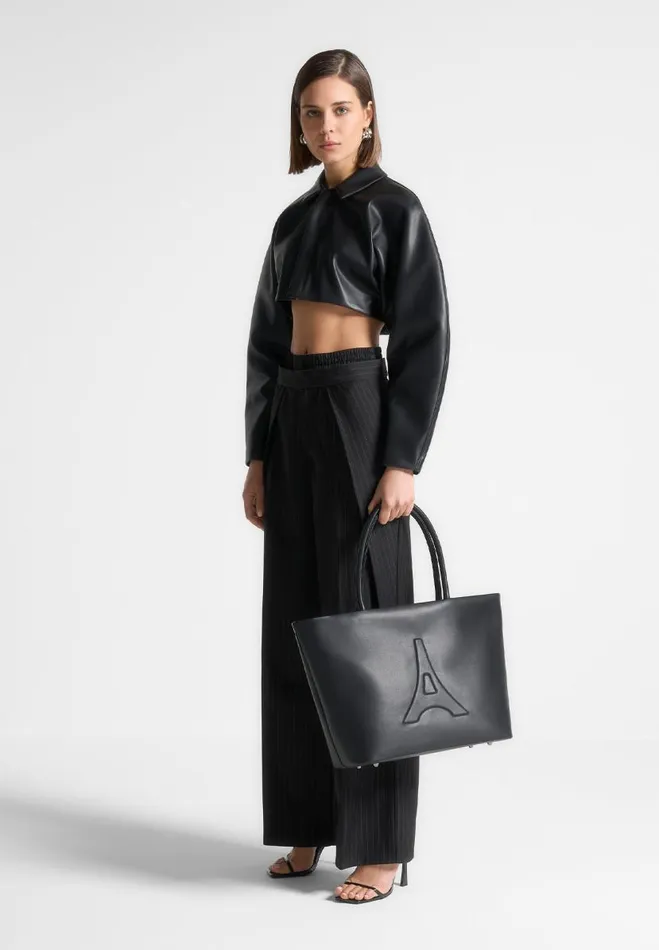 Manire De Voir Bags Manire De Voir Woman Vegan Leather Eiffel Tote Bag 8211 Black