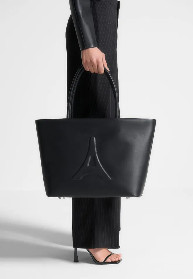 Manire De Voir Bags Manire De Voir Woman Vegan Leather Eiffel Tote Bag 8211 Black