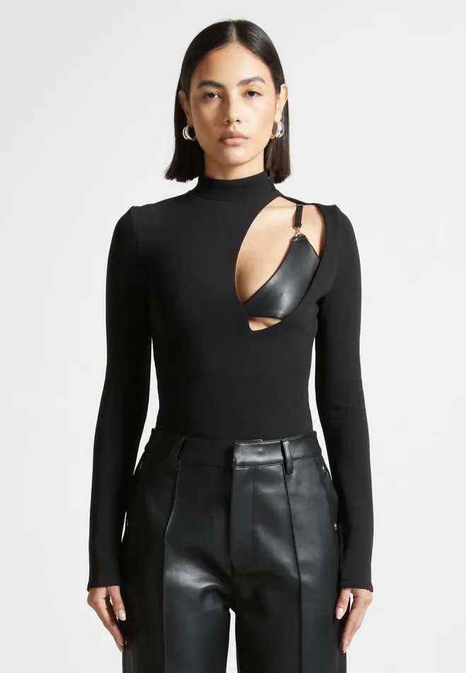Manire De Voir Bodysuits Manire De Voir Woman Cut Out Bralette Detail Bodysuit 8211 Black Manire De Voir Bodysuits Manire De Voir Woman Cut Out Bralette Detail Bodysuit 8211 Black