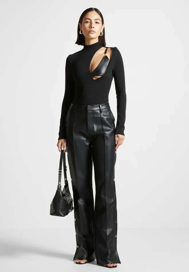 Manire De Voir Bodysuits Manire De Voir Woman Cut Out Bralette Detail Bodysuit 8211 Black