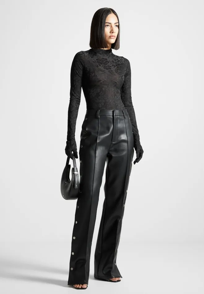 Manire De Voir Bodysuits Manire De Voir Woman Jacquard Bodysuit With Gloves 8211 Black
