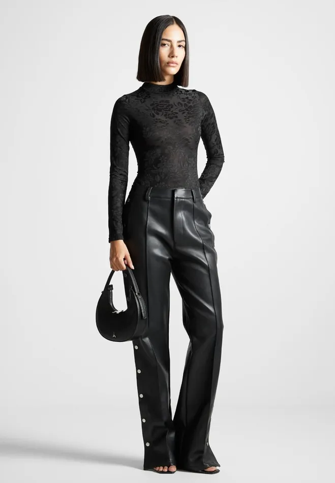 Manire De Voir Bodysuits Manire De Voir Woman Jacquard Bodysuit With Gloves 8211 Black