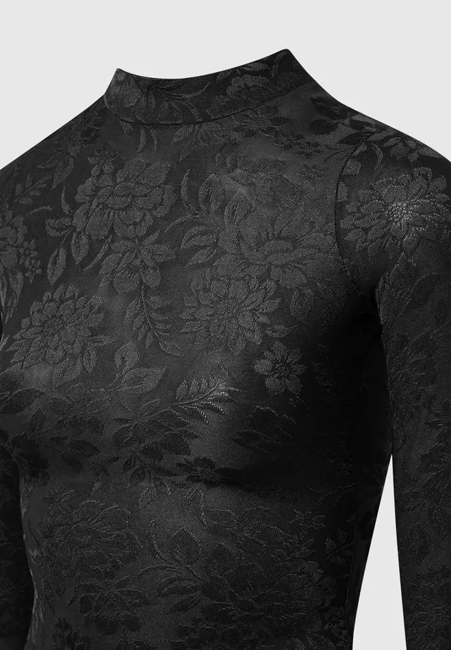 Manire De Voir Bodysuits Manire De Voir Woman Jacquard Bodysuit With Gloves 8211 Black