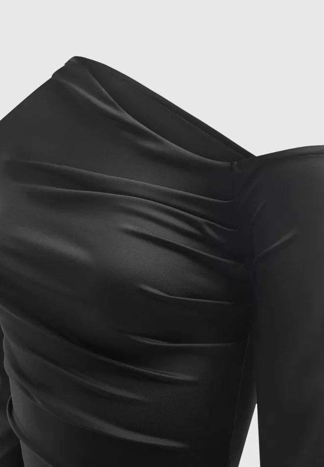 Manire De Voir Bodysuits Manire De Voir Woman Neoprene Gathered Bodysuit 8211 Black