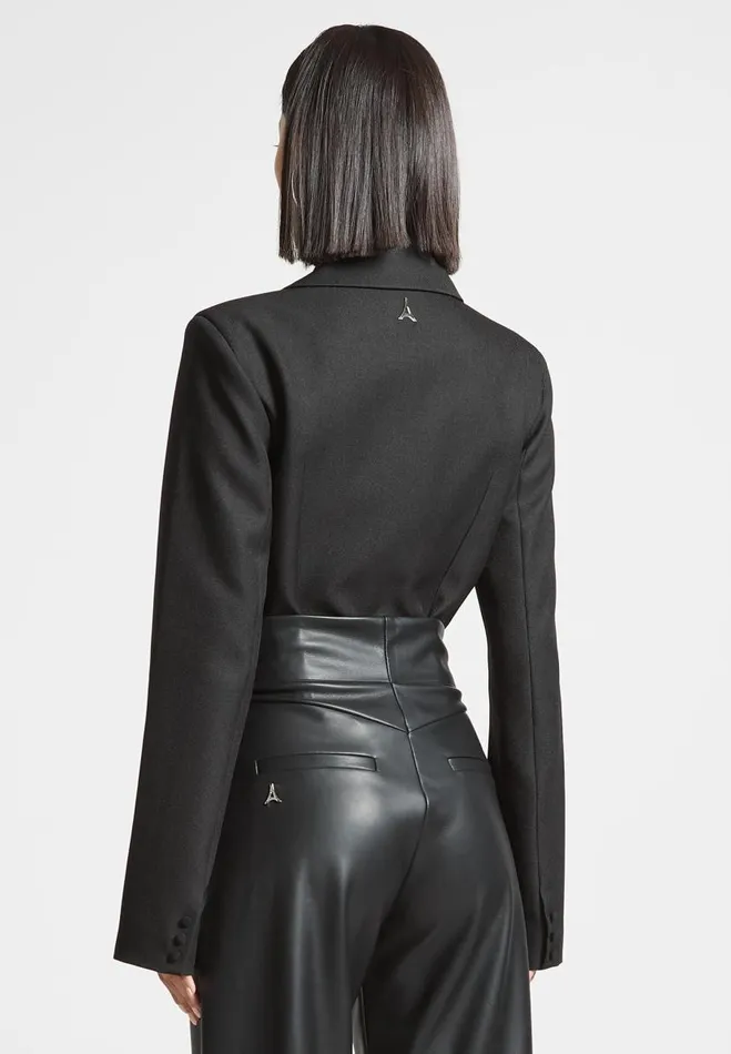 Manire De Voir Bodysuits Manire De Voir Woman Tailored High Leg Blazer Bodysuit 8211 Black