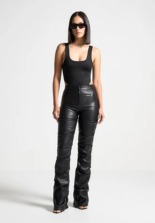 Manire De Voir Bodysuits Manire De Voir Woman ternelle Double Layer High Leg Bodysuit 8211 Black