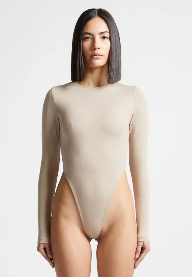 Manire De Voir Bodysuits Manire De Voir Woman ternelle High Leg Long Sleeve Bodysuit 8211 Beige Manire De Voir Bodysuits Manire De Voir Woman ternelle High Leg Long Sleeve Bodysuit 8211 Beige