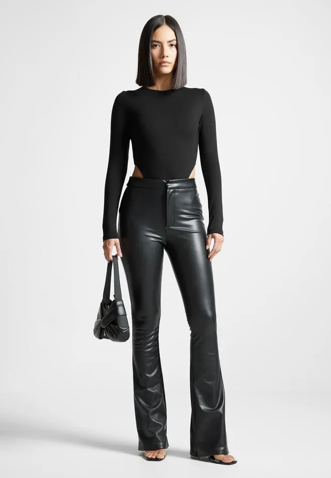 Manire De Voir Bodysuits Manire De Voir Woman ternelle High Leg Long Sleeve Bodysuit 8211 Black