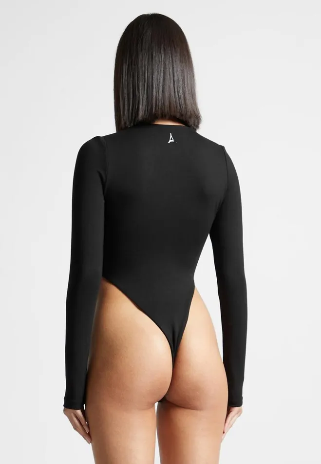 Manire De Voir Bodysuits Manire De Voir Woman ternelle High Leg Long Sleeve Bodysuit 8211 Black
