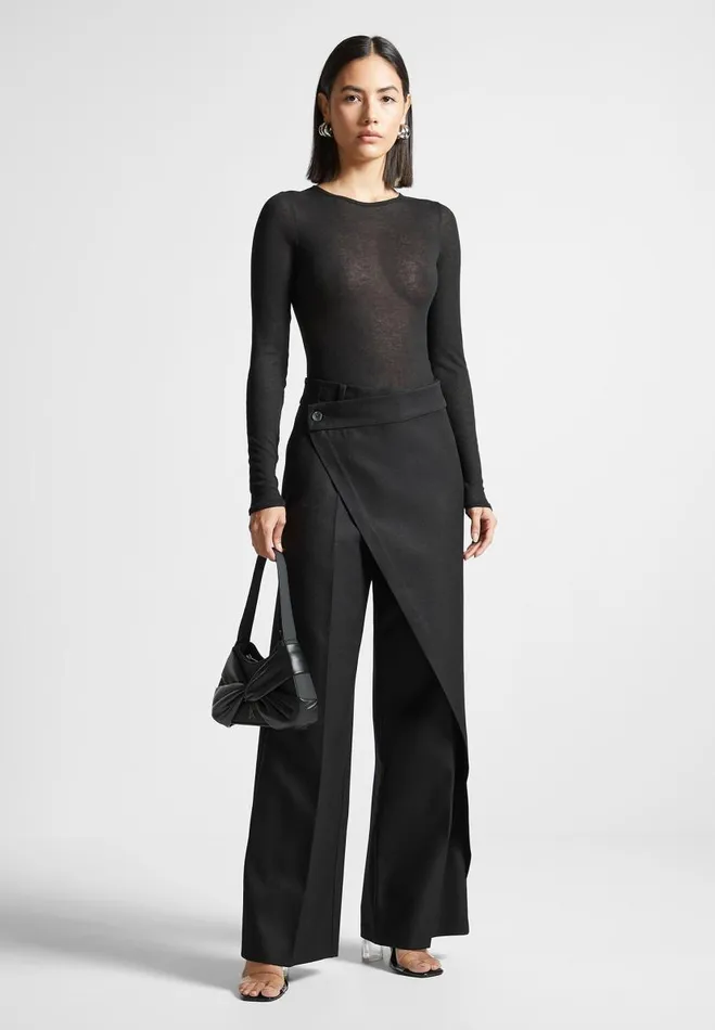Manire De Voir Bodysuits Manire De Voir Woman ternelle Sheer Long Sleeve Bodysuit 8211 Black