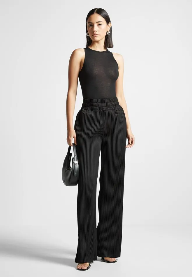 Manire De Voir Bodysuits Manire De Voir Woman ternelle Sheer Racer Neck Bodysuit 8211 Black