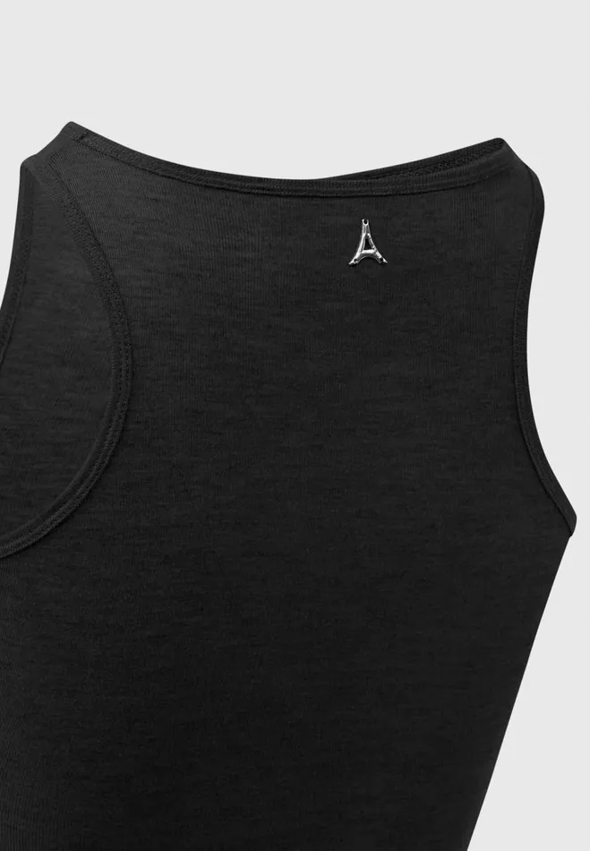 Manire De Voir Bodysuits Manire De Voir Woman ternelle Sheer Racer Neck Bodysuit 8211 Black
