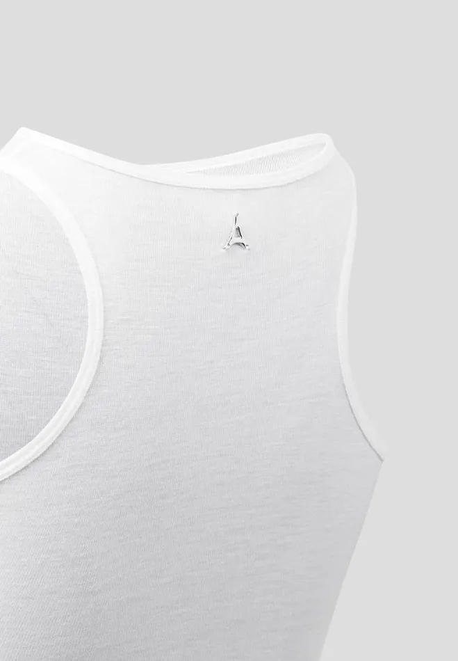Manire De Voir Bodysuits Manire De Voir Woman ternelle Sheer Racer Neck Bodysuit 8211 White