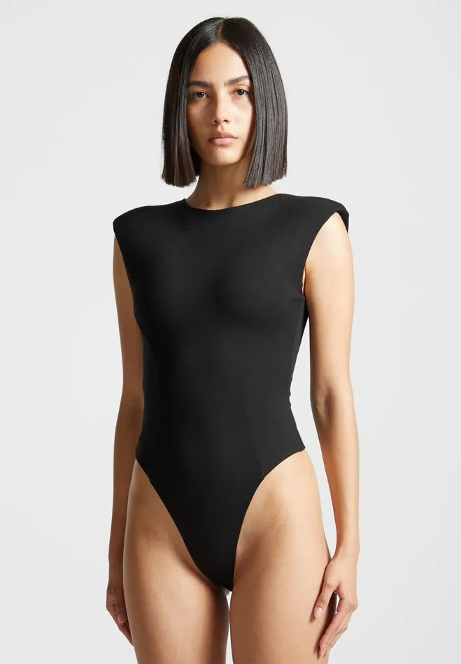 Manire De Voir Bodysuits Manire De Voir Woman ternelle Wide Shoulder Bodysuit 8211 Black