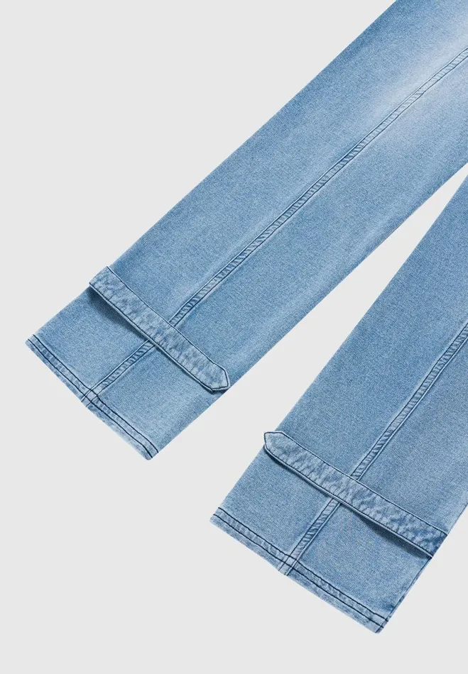 Manire De Voir Cargo Pants and Joggers Manire De Voir Woman Washed Denim Jersey Joggers 8211 Mid Blue