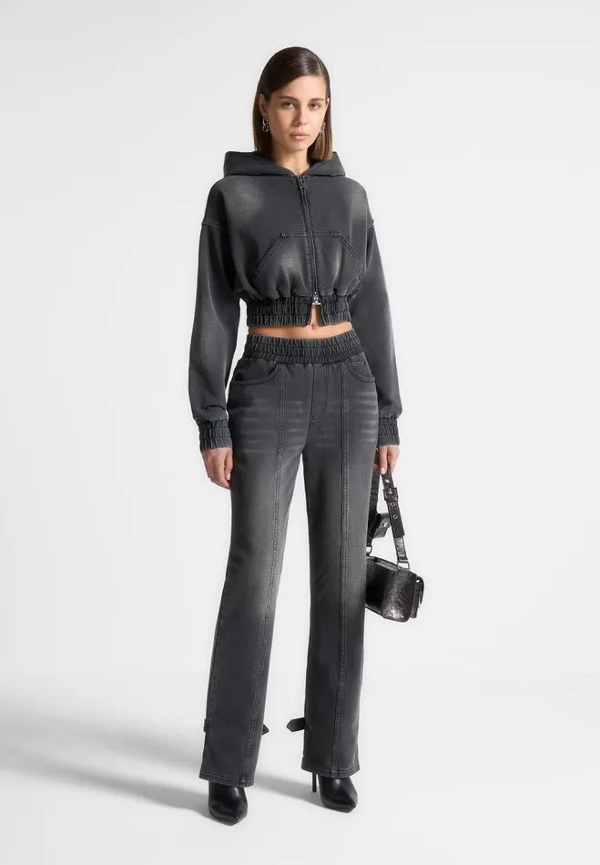 Manire De Voir Cargo Pants and Joggers Manire De Voir Woman Washed Denim Jersey Joggers 8211 Washed Black Manire De Voir Cargo Pants and Joggers Manire De Voir Woman Washed Denim Jersey Joggers 8211 Washed Black
