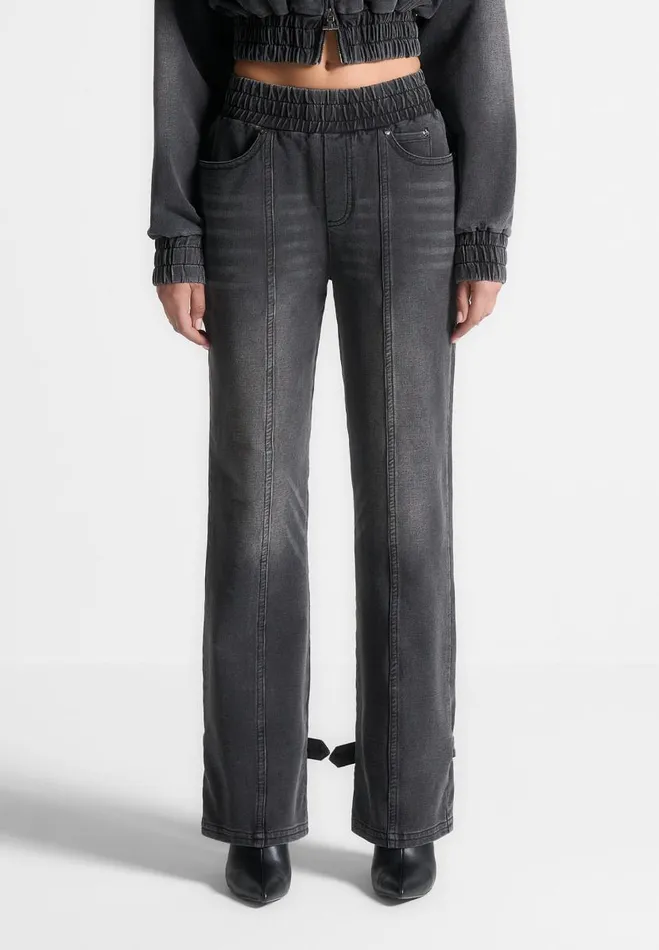 Manire De Voir Cargo Pants and Joggers Manire De Voir Woman Washed Denim Jersey Joggers 8211 Washed Black