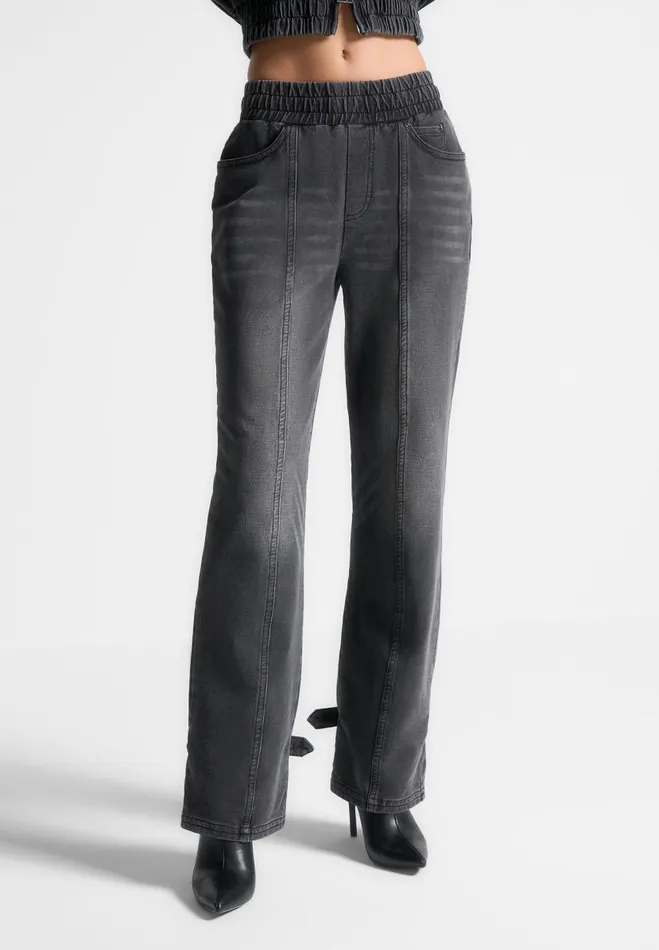 Manire De Voir Cargo Pants and Joggers Manire De Voir Woman Washed Denim Jersey Joggers 8211 Washed Black