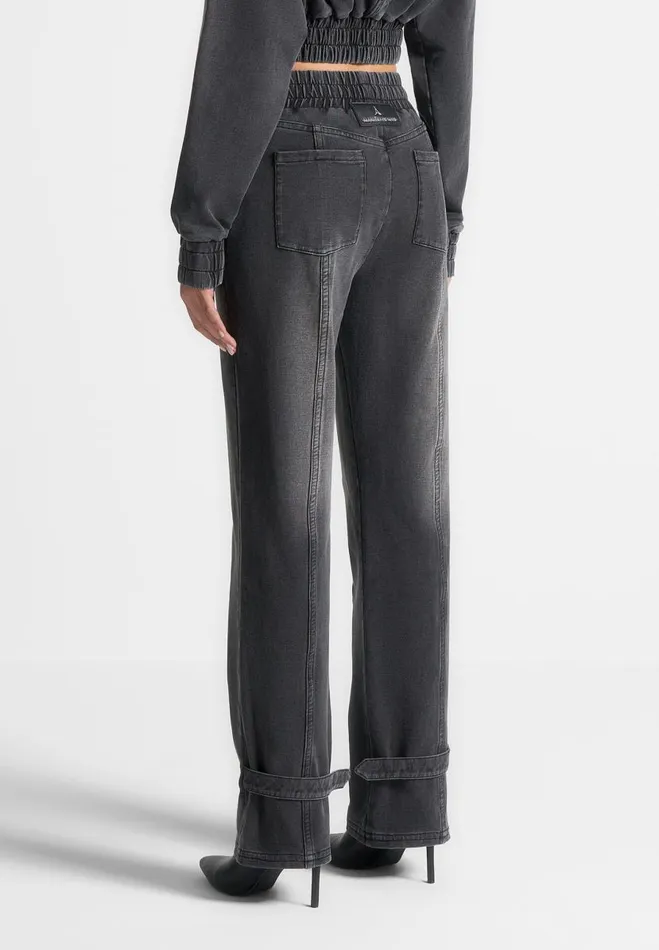 Manire De Voir Cargo Pants and Joggers Manire De Voir Woman Washed Denim Jersey Joggers 8211 Washed Black