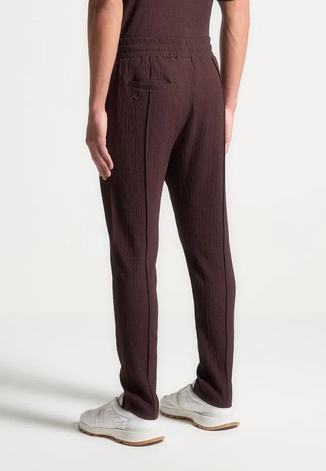 Manire De Voir Casual CoOrds Manire De Voir Man Seersucker Tapered Trousers 8211 Brown