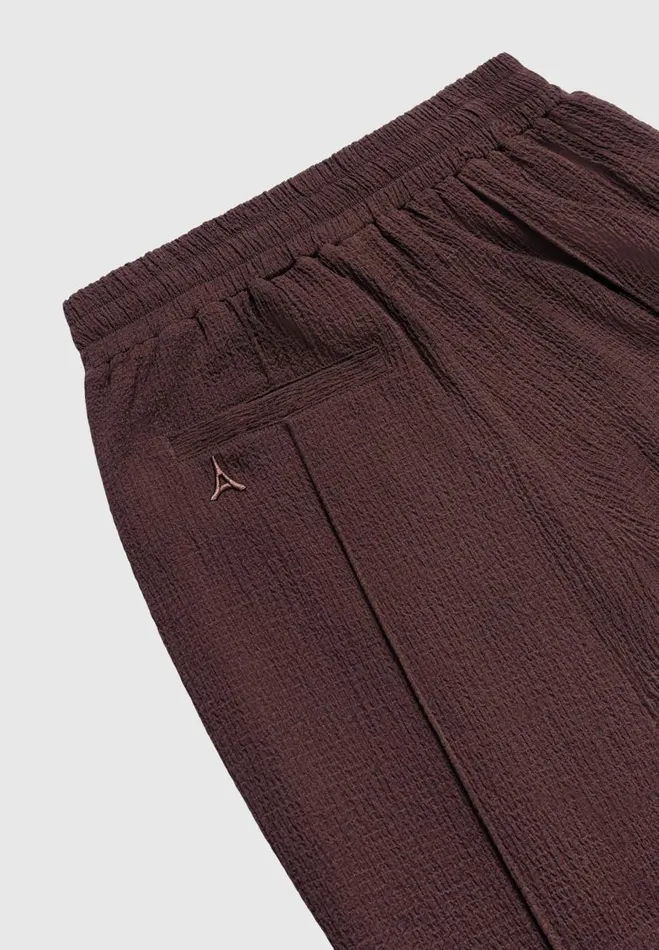 Manire De Voir Casual CoOrds Manire De Voir Man Seersucker Tapered Trousers 8211 Brown