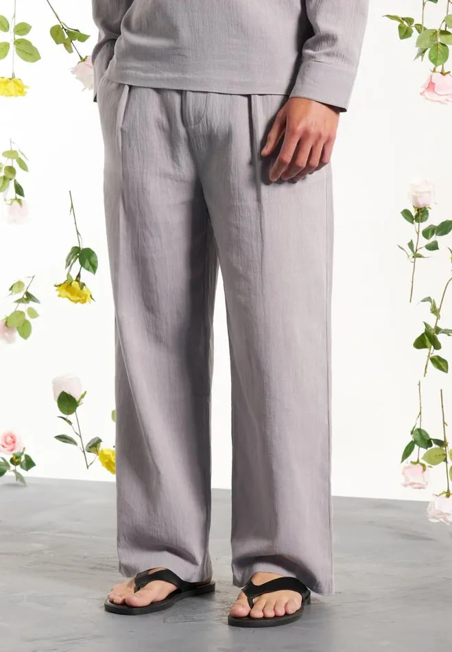 Manire De Voir Casual Trousers Manire De Voir Man Crinkled Linen Trousers 8211 Grey