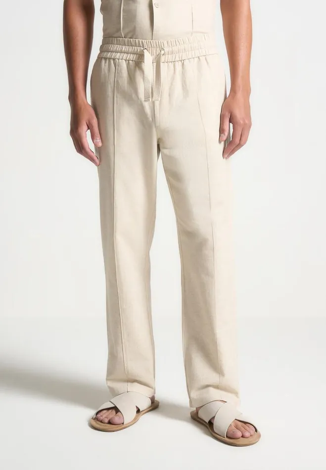 Manire De Voir Casual Trousers Manire De Voir Man Linen Pintuck Trousers 8211 Natural Manire De Voir Casual Trousers Manire De Voir Man Linen Pintuck Trousers 8211 Natural