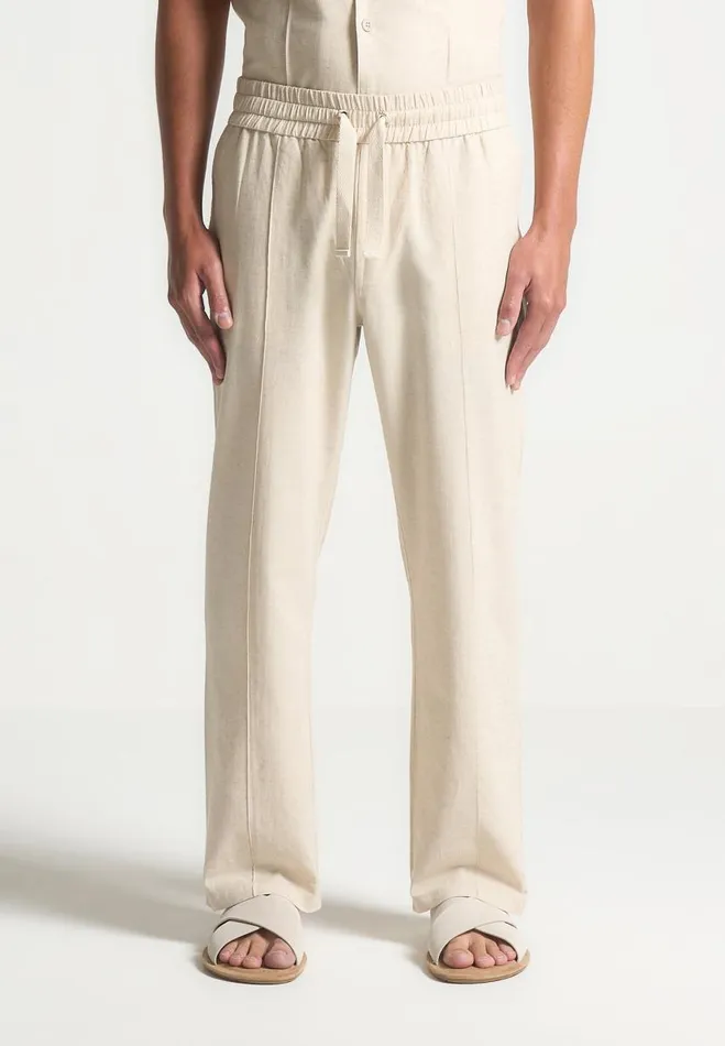 Manire De Voir Casual Trousers Manire De Voir Man Linen Pintuck Trousers 8211 Natural