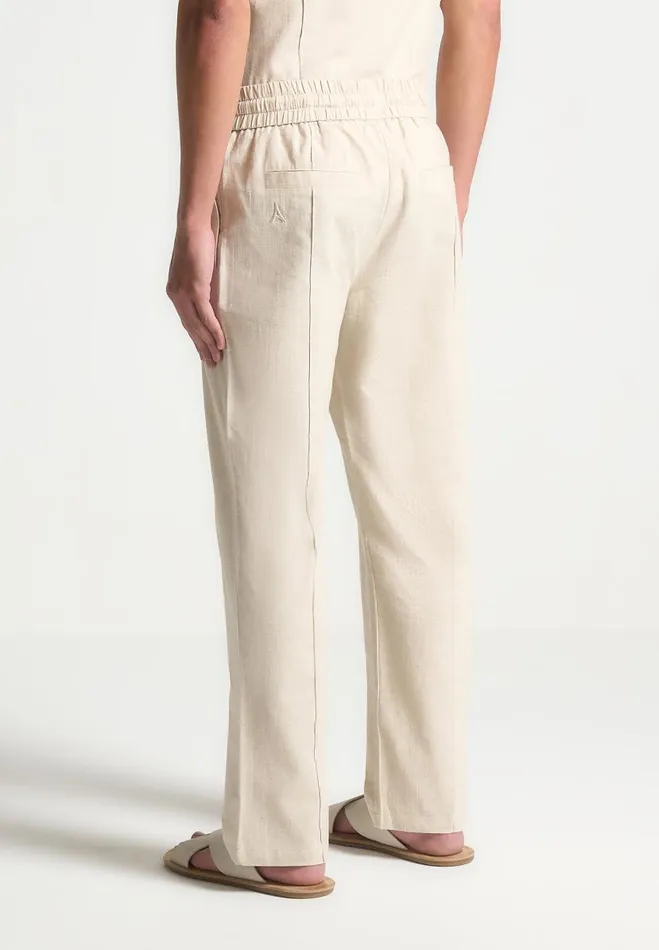 Manire De Voir Casual Trousers Manire De Voir Man Linen Pintuck Trousers 8211 Natural
