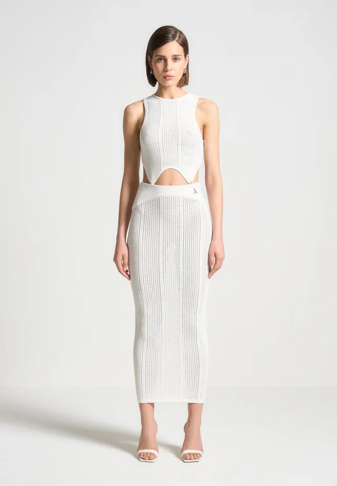 Manire De Voir Dresses Manire De Voir Woman 2In1 Knitted Midaxi Dress 8211 White