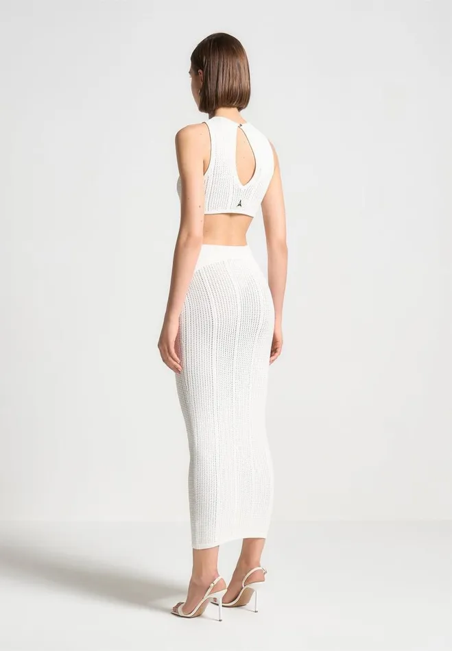 Manire De Voir Dresses Manire De Voir Woman 2In1 Knitted Midaxi Dress 8211 White