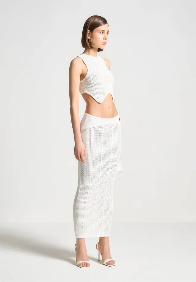 Manire De Voir Dresses Manire De Voir Woman 2In1 Knitted Midaxi Dress 8211 White