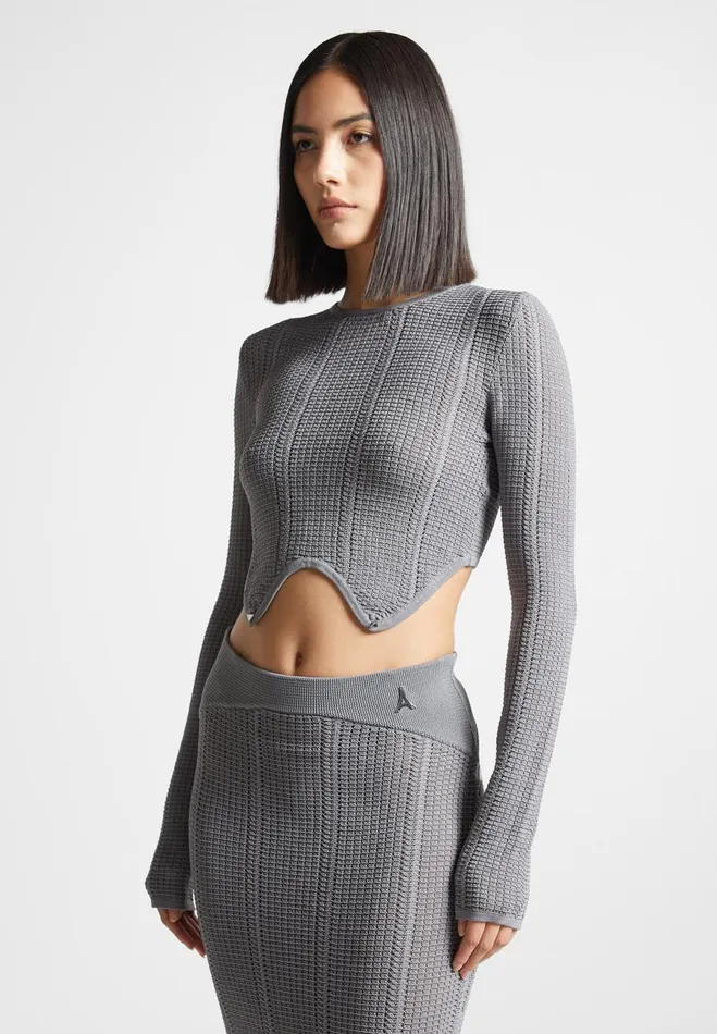 Manire De Voir Dresses Manire De Voir Woman 2in1 Long Sleeve Knitted Midaxi Dress 8211 Grey