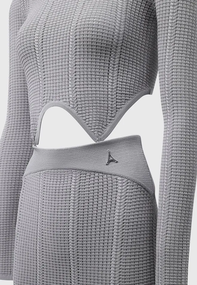 Manire De Voir Dresses Manire De Voir Woman 2in1 Long Sleeve Knitted Midaxi Dress 8211 Grey
