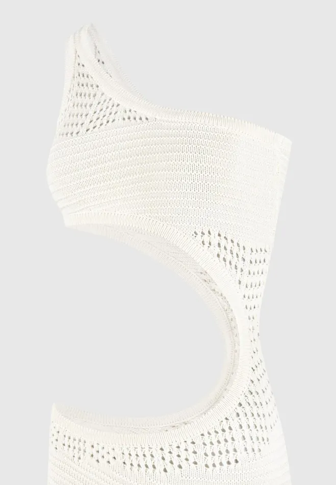 Manire De Voir Dresses Manire De Voir Woman Asymmetric Crochet Knit Cut Out Maxi Dress 8211 Cream