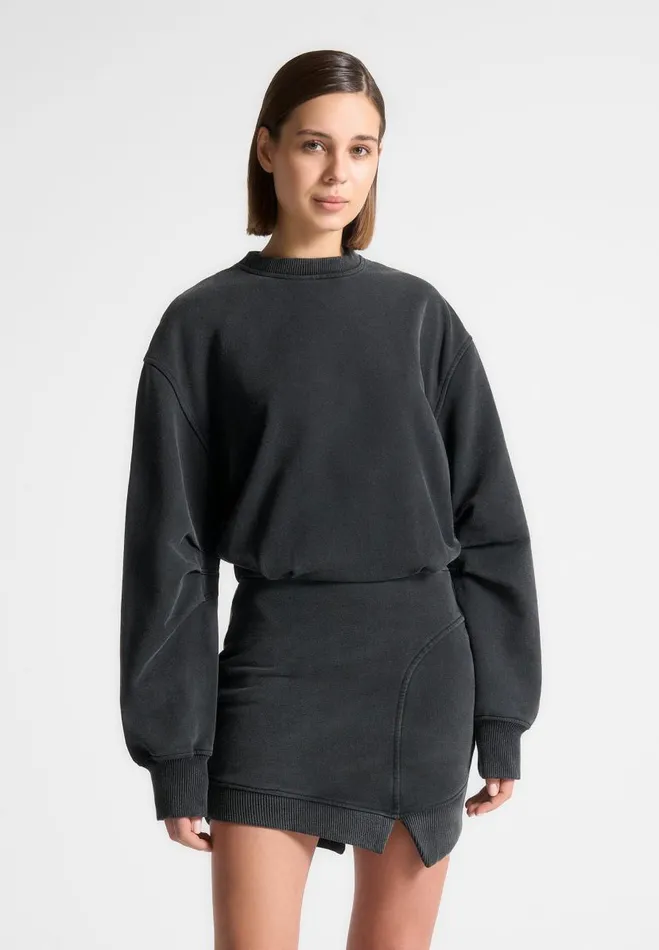 Manire De Voir Dresses Manire De Voir Woman Asymmetric Hem Jumper Dress 8211 Washed Black Manire De Voir Dresses Manire De Voir Woman Asymmetric Hem Jumper Dress 8211 Washed Black