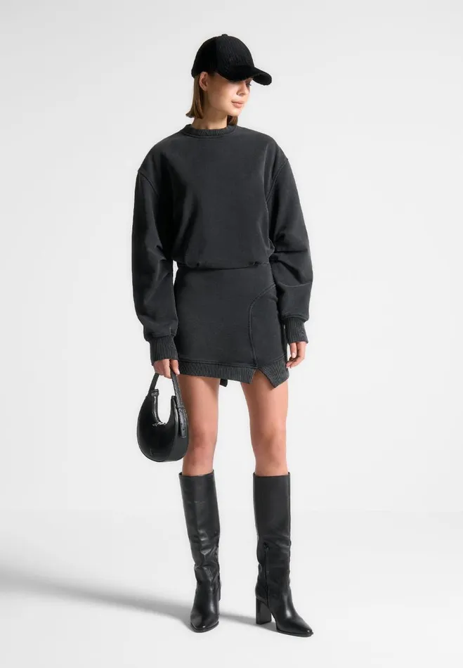 Manire De Voir Dresses Manire De Voir Woman Asymmetric Hem Jumper Dress 8211 Washed Black