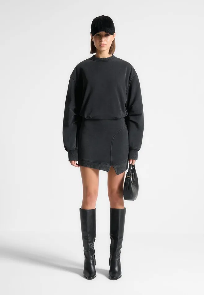 Manire De Voir Dresses Manire De Voir Woman Asymmetric Hem Jumper Dress 8211 Washed Black