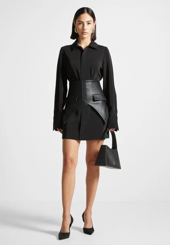 Manire De Voir Dresses Manire De Voir Woman Corset Shirt Dress 8211 Black