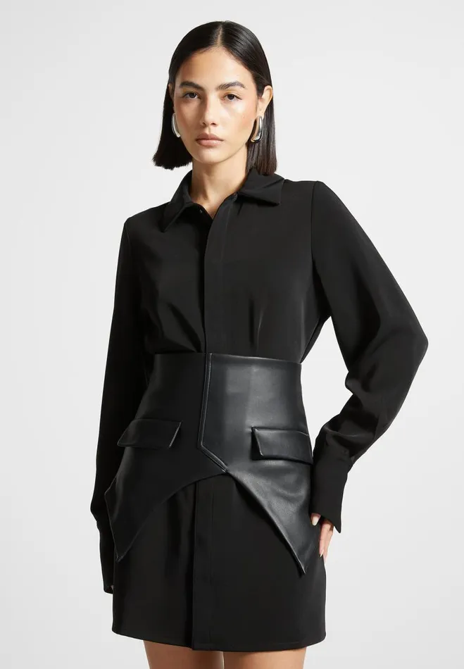 Manire De Voir Dresses Manire De Voir Woman Corset Shirt Dress 8211 Black