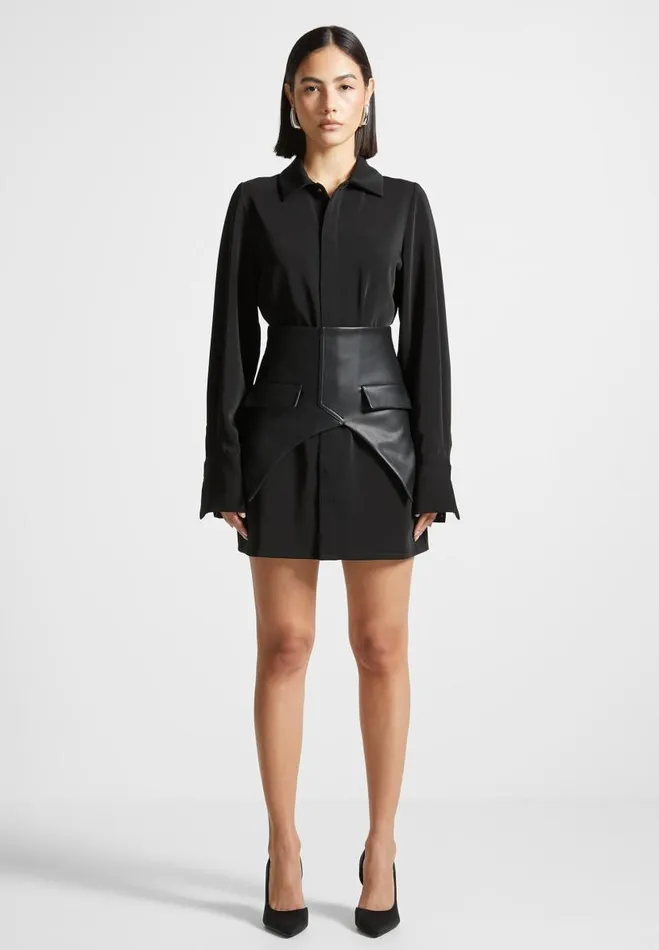 Manire De Voir Dresses Manire De Voir Woman Corset Shirt Dress 8211 Black