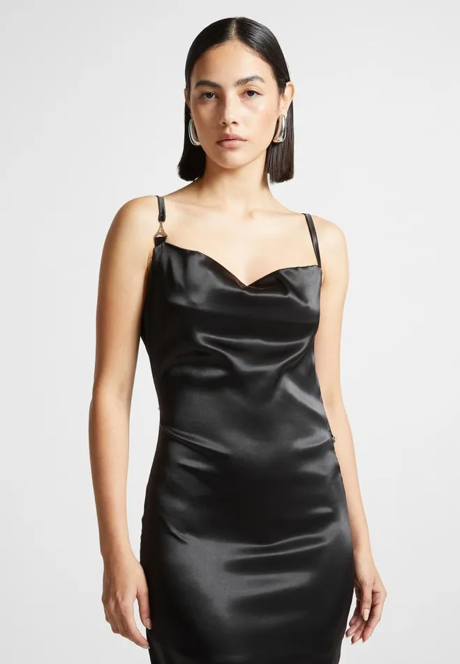 Manire De Voir Dresses Manire De Voir Woman Embellished Open Back Satin Midaxi Dress 8211 Black