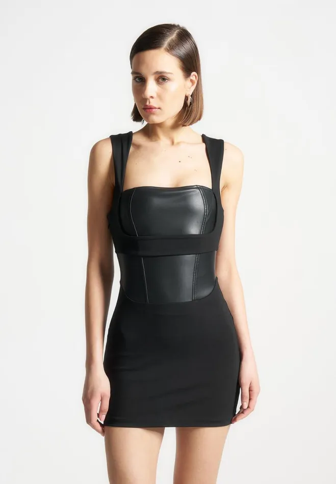 Manire De Voir Dresses Manire De Voir Woman Layered Corset Mini Dress 8211 Black