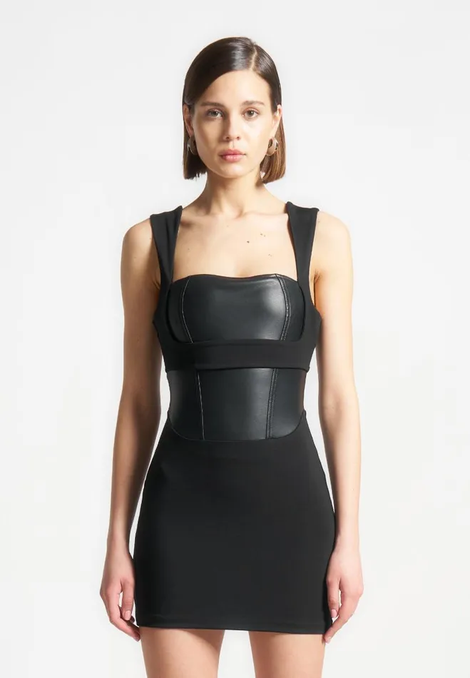 Manire De Voir Dresses Manire De Voir Woman Layered Corset Mini Dress 8211 Black