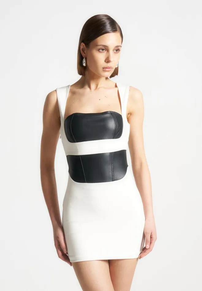 Manire De Voir Dresses Manire De Voir Woman Layered Corset Mini Dress 8211 WhiteBlack Manire De Voir Dresses Manire De Voir Woman Layered Corset Mini Dress 8211 WhiteBlack