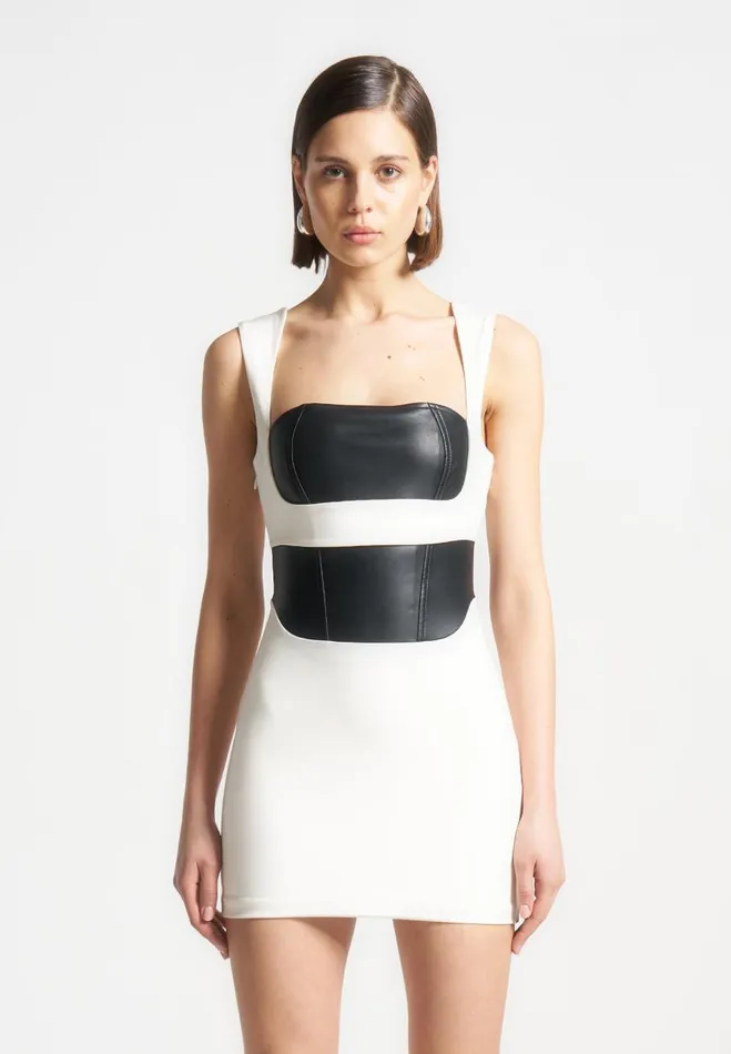 Manire De Voir Dresses Manire De Voir Woman Layered Corset Mini Dress 8211 WhiteBlack