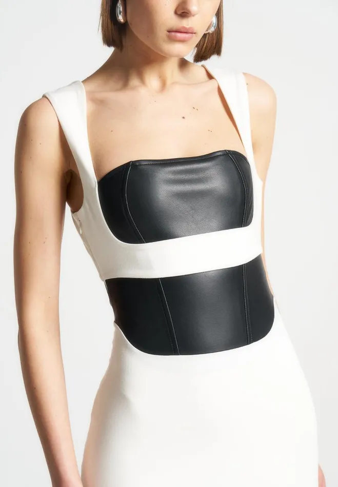 Manire De Voir Dresses Manire De Voir Woman Layered Corset Mini Dress 8211 WhiteBlack